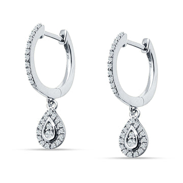 Pear Teardrop Hoop Earring Cubic Zirconia 925 Sterling Silver Wholesale